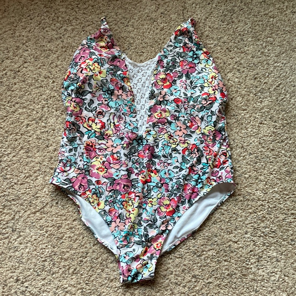 Rue 21 3x floral print one piece swim suit